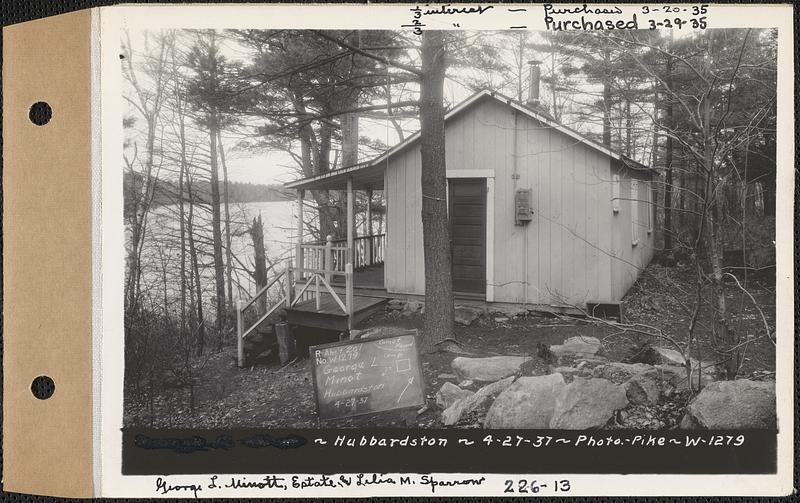 L. Minot Estate, and Lelia [Leila] M. Sparrow, camp, Hubbardston