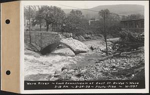 Looking downstream at East Street bridge, Ware, Mass., 3:10 PM, Sep. 24, 1938