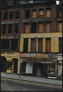 Street view of abandoned buildings