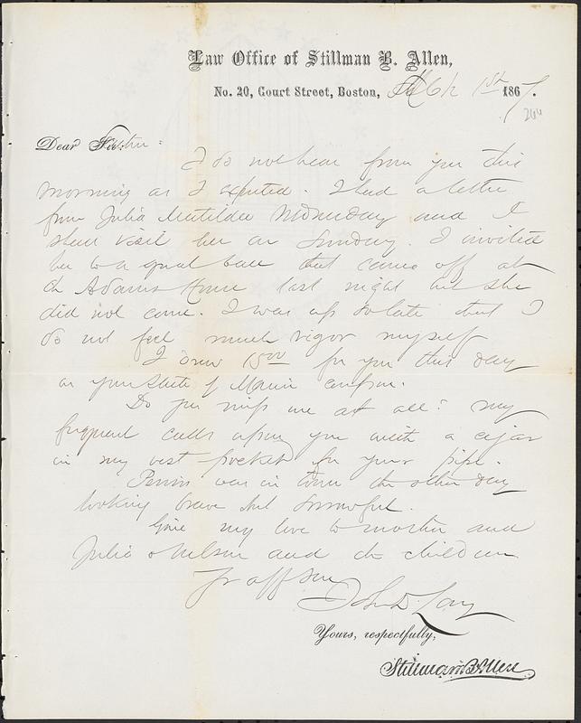 Letter from John D. Long to Zadoc Long, March 1, 1867 - Digital ...