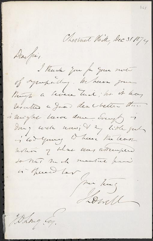 Letter from Judge Lowell to John D. Long, December 31, 1874 - Digital ...