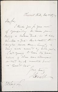 Letter from Judge Lowell to John D. Long, December 31, 1874