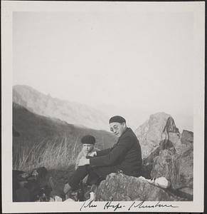 Portrait of man and child in nature