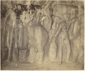Wall carvings in Krishna Mandapa, Mamallapuram, India