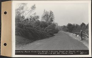 Contract No. 60, Access Roads to Shaft 12, Quabbin Aqueduct, Hardwick and Greenwich, looking back from Sta. 80+50, Greenwich and Hardwick, Mass., Sep. 29, 1938