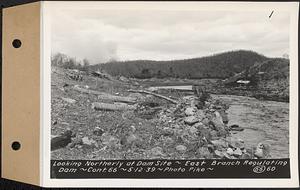Contract No. 66, Regulating Dams, Middle Branch (New Salem), and East Branch of the Swift River, Hardwick and Petersham (formerly Dana), looking northerly at dam site, east branch regulating dam, Hardwick, Mass., May 12, 1939