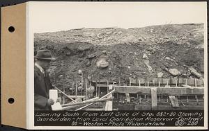 Contract No. 80, High Level Distribution Reservoir, Weston, looking south from left side of Sta. 882+80 showing overburden, high level distribution reservoir, Weston, Mass., Apr. 16, 1940