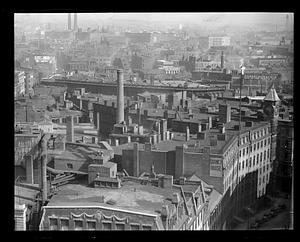 View of Boston from above, Quincy House on right