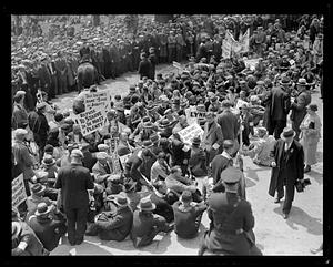 A crowd of people at a protest