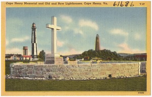 Cape Henry Memorial and old and new lighthouses, Cape Henry, Va.