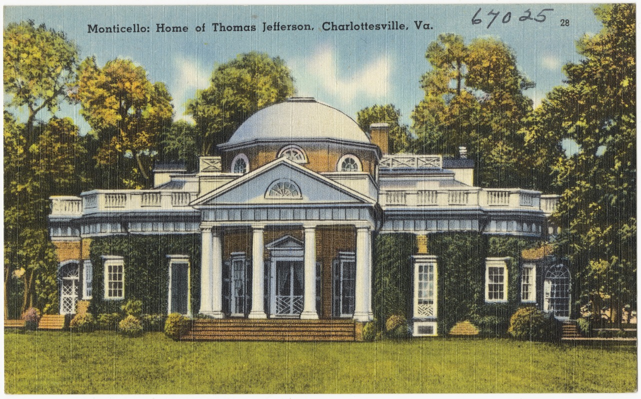 Virginia Unused Vintage Postcard Set of 2 The Home of Thomas Jefferson Charlottesville