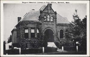 Hapgood Memorial Library & post office, Harvard, Mass.
