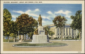 Soldiers' Monument, library and common, Lynn, Mass.