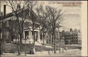 City hall, public library and high schools, Somerville, Mass.