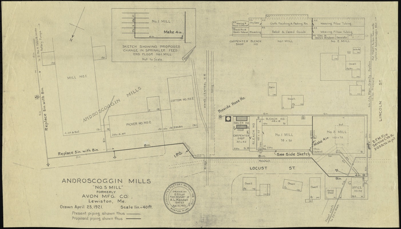 Androscoggin Mills "No. 5 Mill" formerly Avon Mfg. Co., Lewiston, Me. [insurance map]