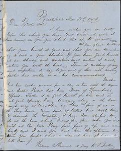 Letter from Zadoc Long, Jr. to John D. Long, March 31, 1854