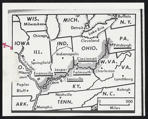 Map, Ohio River bolded