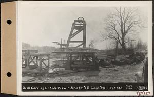 Contract No. 20, Coldbrook-Swift Tunnel, Barre, Hardwick, Greenwich, drill carriage, side view, Shaft 10, Hardwick, Mass., Mar. 5, 1932