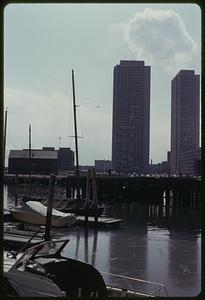 A view of Harbor Towers from the water