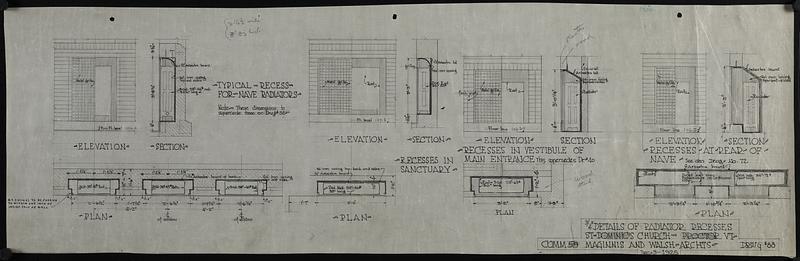 Three-quarter inch scale details of radiator recesses