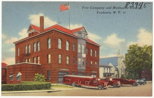 Fire company and Methodist Church, Fredonia, N. Y.