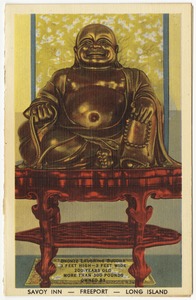 Bronze laughing Buddha. 3 Feet High -- 3 Feet Wide, 200 Years Old. More than 300 pounds. Owned by Savoy Inn -- Freeport -- Long Island
