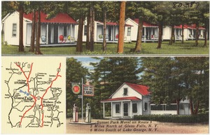 Sunset Park Motel on Route 9. 2 miles north of Glens Falls, N. Y. 6 miles south of Lake George, N. Y.