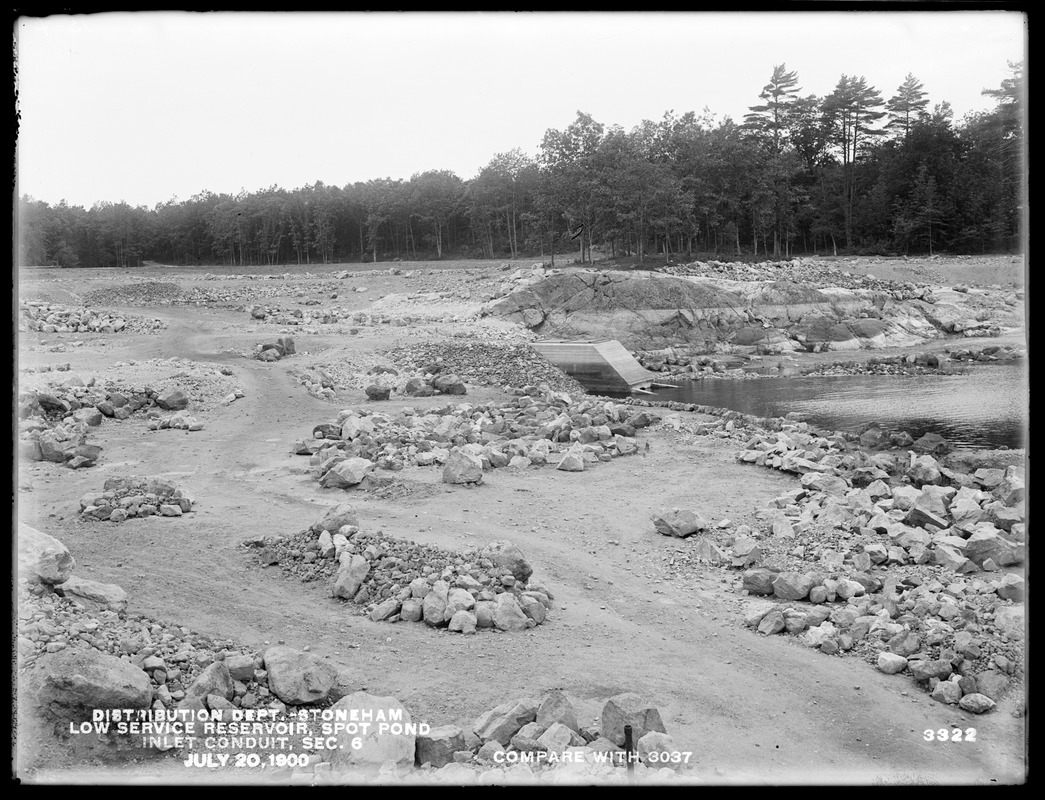 Distribution Department, Low Service Spot Pond Reservoir, inlet conduit, Section 6 (compare with No. 3037), Stoneham, Mass., Jul. 20, 1900
