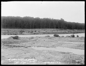 Distribution Department, Low Service Spot Pond Reservoir, west shore, from Mud Island (compare with Landscape Architects' photograph No. 15), Stoneham, Mass., Jul. 20, 1900