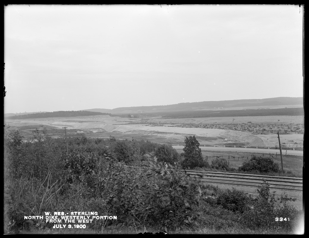 Wachusett Reservoir, North Dike, westerly portion; from the west, Sterling, Mass., Jul. 3, 1900