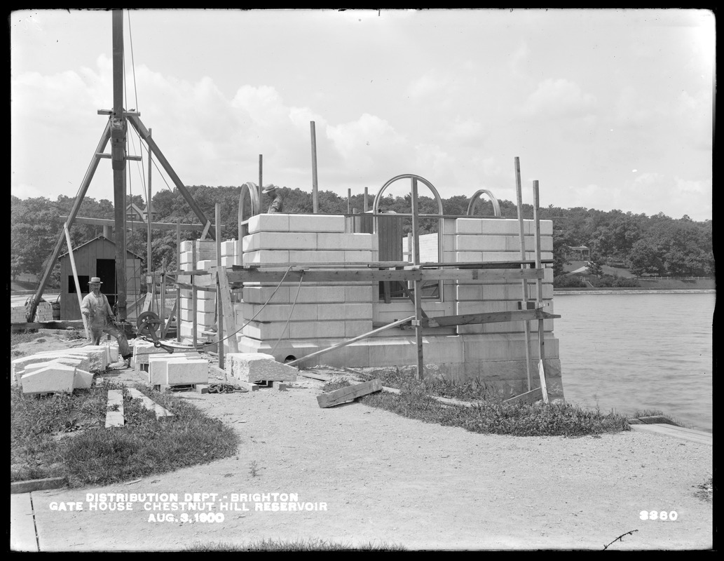 Distribution Department, Chestnut Hill Reservoir, new gatehouse, Brighton, Mass., Aug. 3, 1900