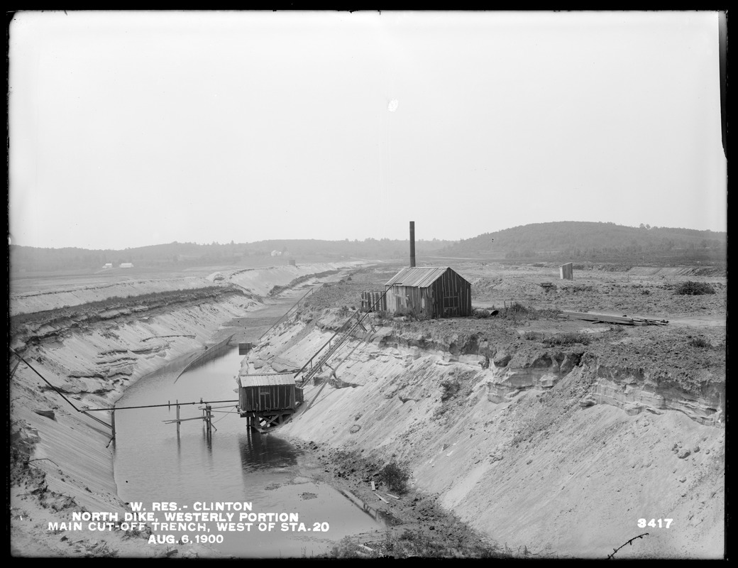 Wachusett Reservoir, North Dike, westerly portion, main cut-off trench, west of station 20, Clinton, Mass., Aug. 6, 1900