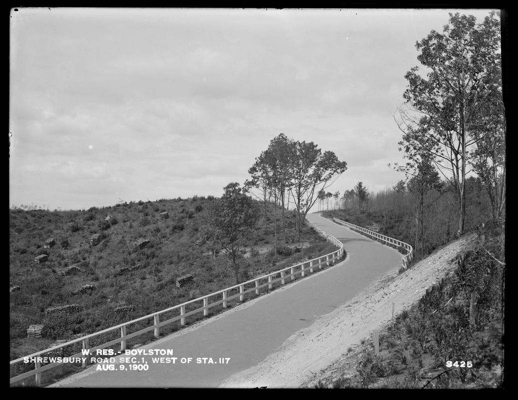 Wachusett Reservoir, Shrewsbury Road, Section 1, west of station 117, Boylston, Mass., Aug. 9, 1900