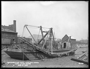 Distribution Department, Low Service Pipe Lines, pipe-laying scow, Chelsea Creek; Chelsea; East Boston, Mass., Aug. 31, 1900