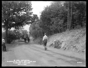 Wachusett Reservoir, Shrewsbury Road, Section 3, west of station 245, flushing and rolling, Boylston, Mass., Sep. 6, 1900