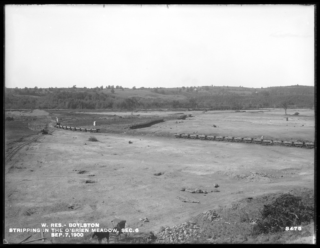 Wachusett Reservoir, stripping in the O'Brien meadow, Section 6, Boylston, Mass., Sep. 7, 1900