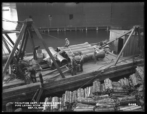 Distribution Department, Low Service Pipe Lines, pipe-laying scow, rear part, Chelsea Creek; Chelsea; East Boston, Mass., Sep. 14, 1900