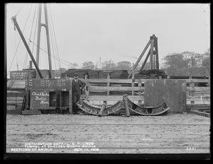 Distribution Department, Low Service Pipe Lines, tunnel at Chelsea North Bridge, sections of shield, Mystic River; Charlestown; Chelsea, Mass., Oct. 10, 1900
