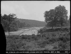 Wachusett Reservoir, Stillwater River, looking down new channel, Sterling, Mass., Sep. 2, 1905