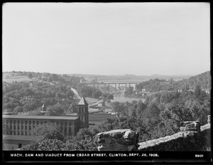 Wachusett Dam, dam and viaduct from Cedar Street, Clinton, Mass., Sep. 28, 1905