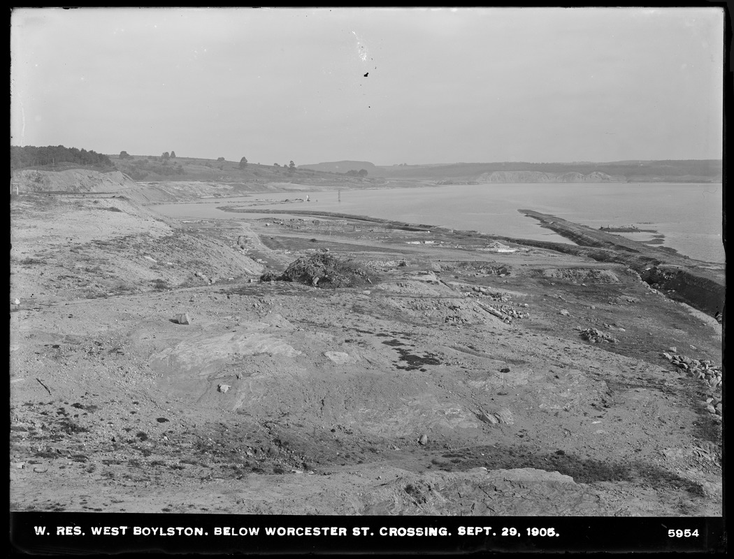 Wachusett Reservoir, below Worcester Street crossing, West Boylston, Mass., Sep. 29, 1905