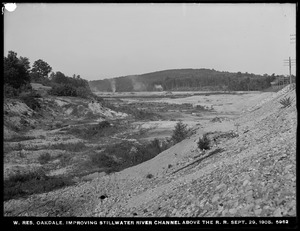 Wachusett Reservoir, improving Stillwater River channel, above the Railroad, Oakdale, West Boylston, Mass., Sep. 29, 1905