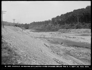Wachusett Reservoir, improving Stillwater River channel, below the Railroad, Oakdale, West Boylston, Mass., Sep. 29, 1905