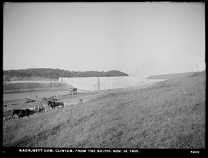 Wachusett Dam, upstream face of dam, from the south, Clinton, Mass., Nov. 14, 1905