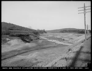 Wachusett Reservoir, Stillwater River channel, above the railroad (compare with No. 5962), Oakdale, West Boylston, Mass., Nov. 17, 1905