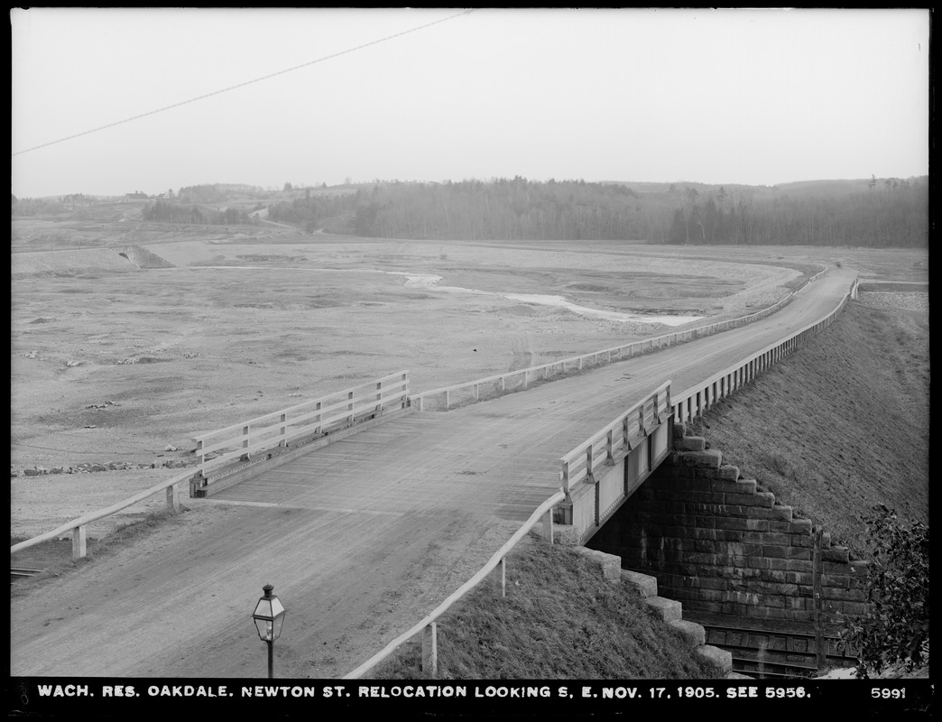 Wachusett Reservoir, Newton Street relocation, looking southeast (compare with No. 5956), Oakdale, West Boylston, Mass., Nov. 17, 1905