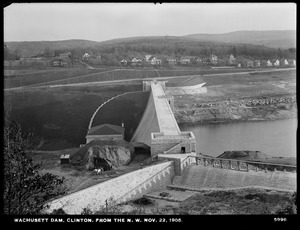 Wachusett Dam, Wachusett Dam, from the northwest, Bastion and Waste Weir, Clinton, Mass., Nov. 22, 1905