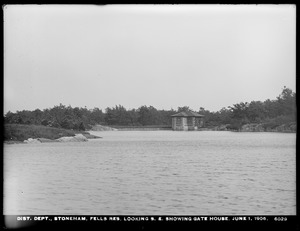 Distribution Department, Northern High Service Middlesex Fells Reservoir, looking southeast, showing Gatehouse, Stoneham, Mass., Jun. 1, 1906