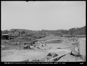 Distribution Department, Arlington Pumping Station, excavation for foundations, Arlington, Mass., Sep. 17, 1906