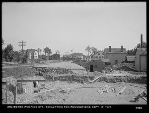 Distribution Department, Arlington Pumping Station, excavation for foundations, Arlington, Mass., Sep. 17, 1906